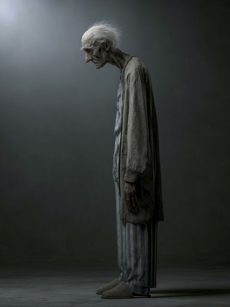 Elderly Figure in Shadow Poster. poster detail