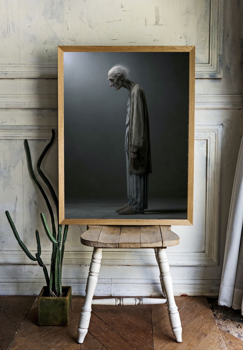 Elderly Figure in Shadow Poster. room preview