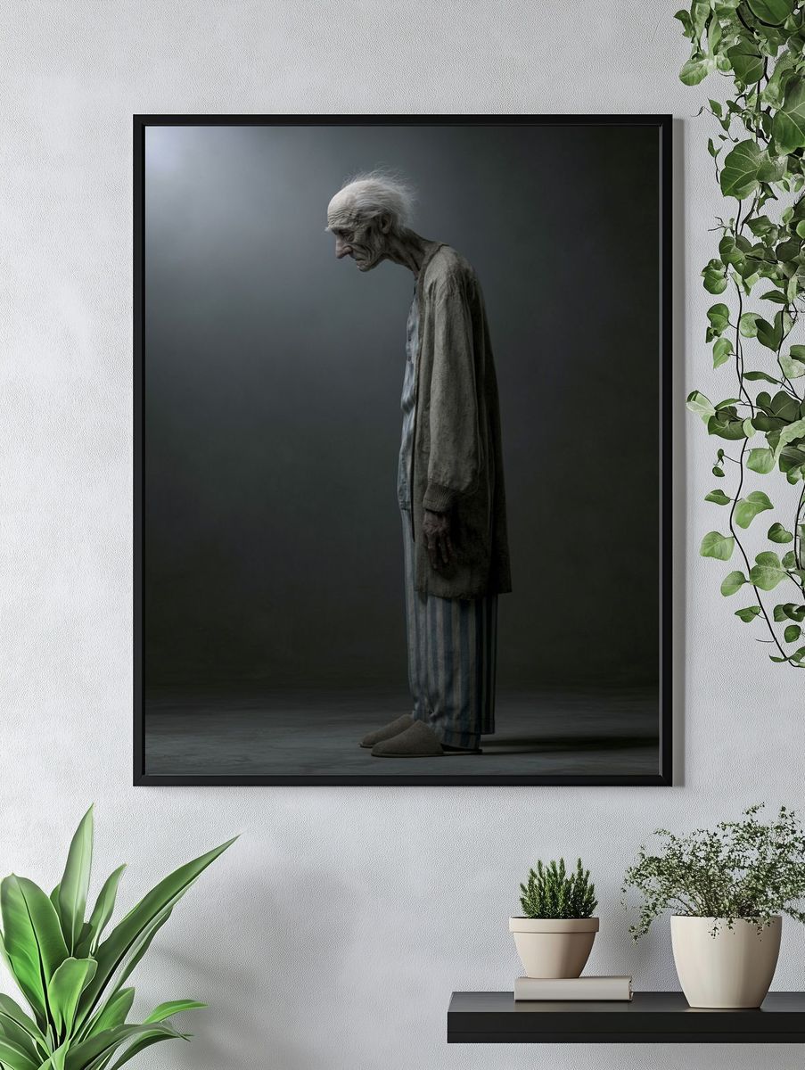 Elderly Figure in Shadow Poster. — room view 4