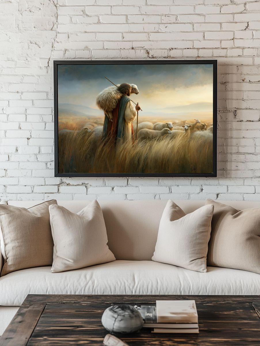 Shepherd and Sheep — Fine-Art Print. room preview