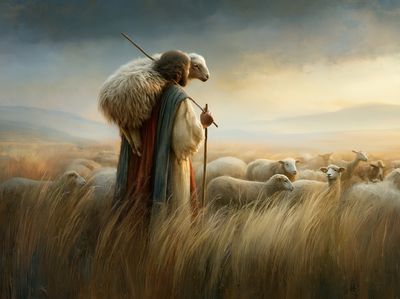 Shepherd and Sheep — Fine-Art Print.