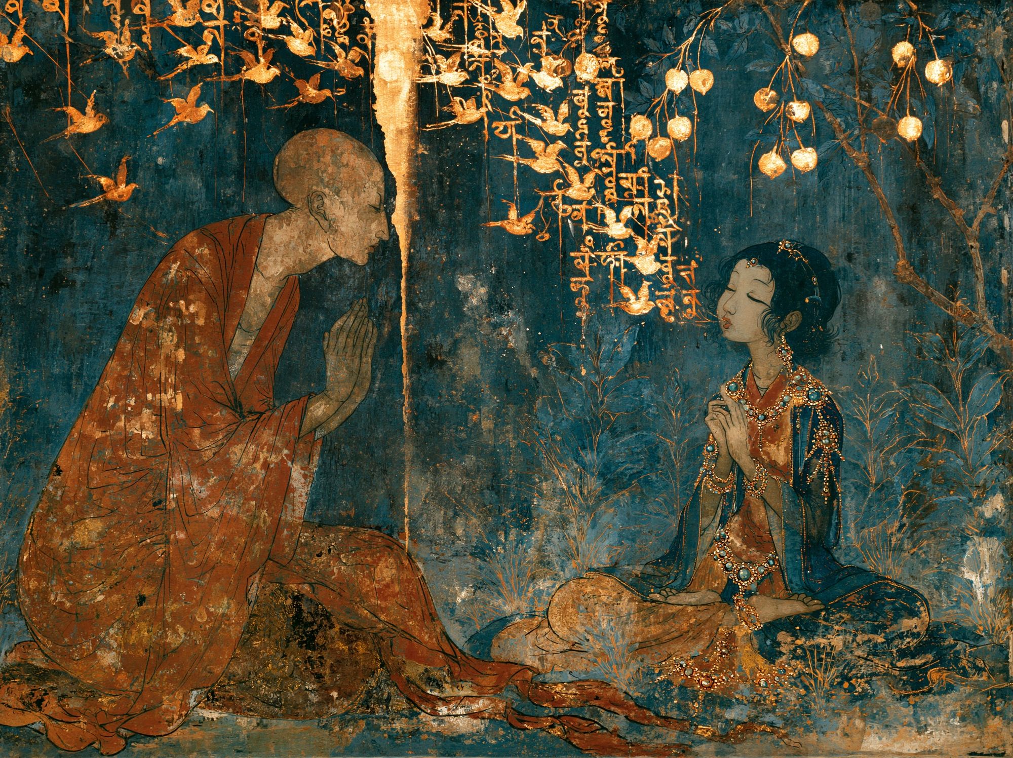 Meditative Figures in Gold — Fine-Art Print. poster — fine-art art