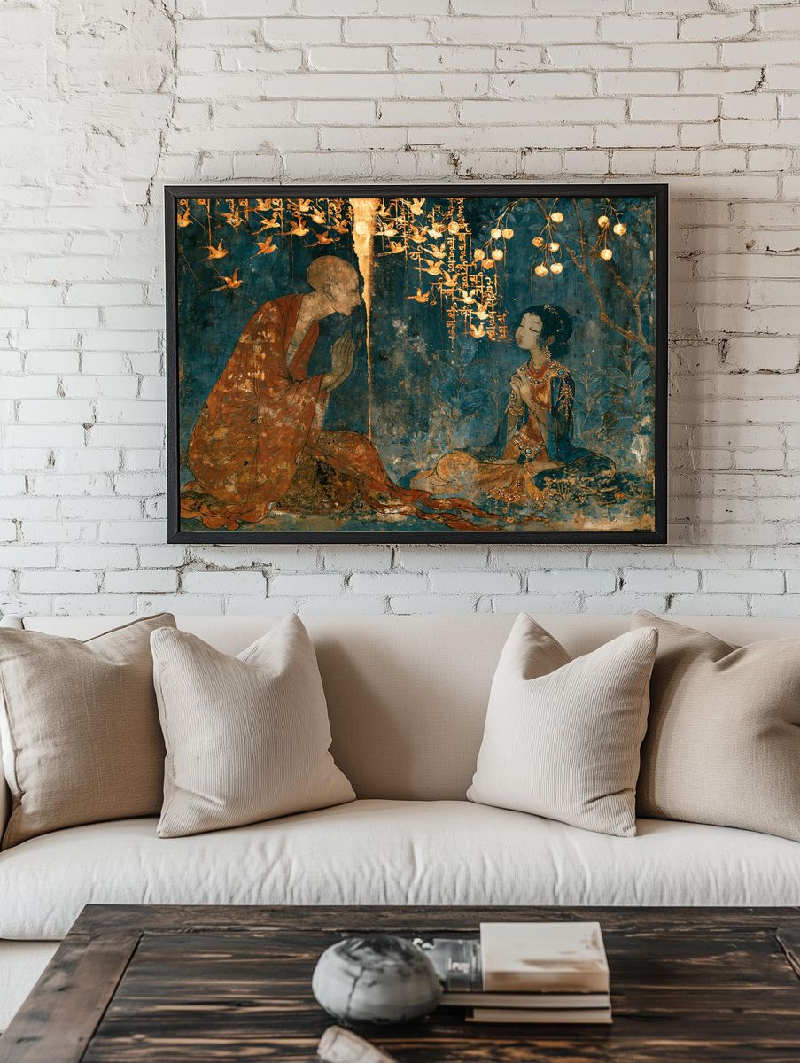 Meditative Figures in Gold — Fine-Art Print. — room view 1