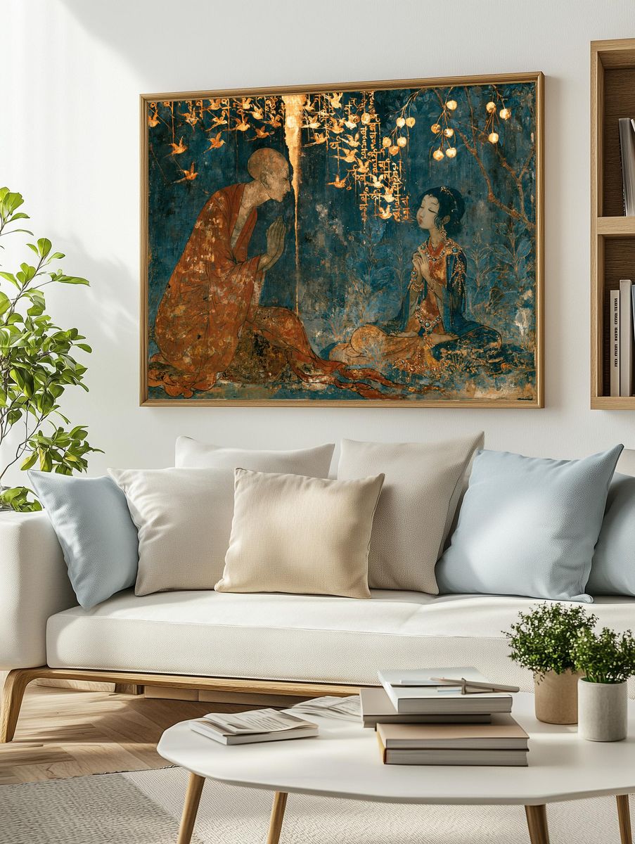 Meditative Figures in Gold — Fine-Art Print. — room view 2