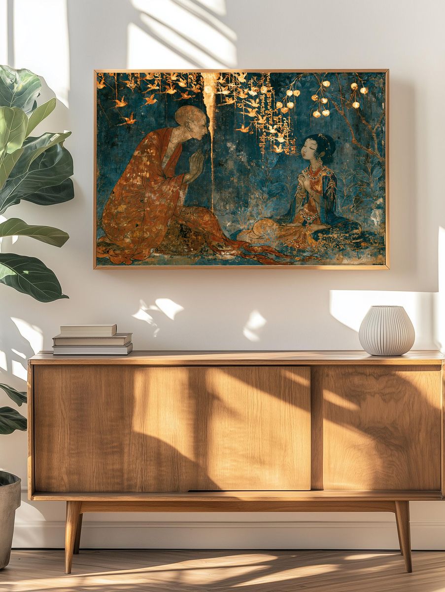 Meditative Figures in Gold — Fine-Art Print. — room view 3