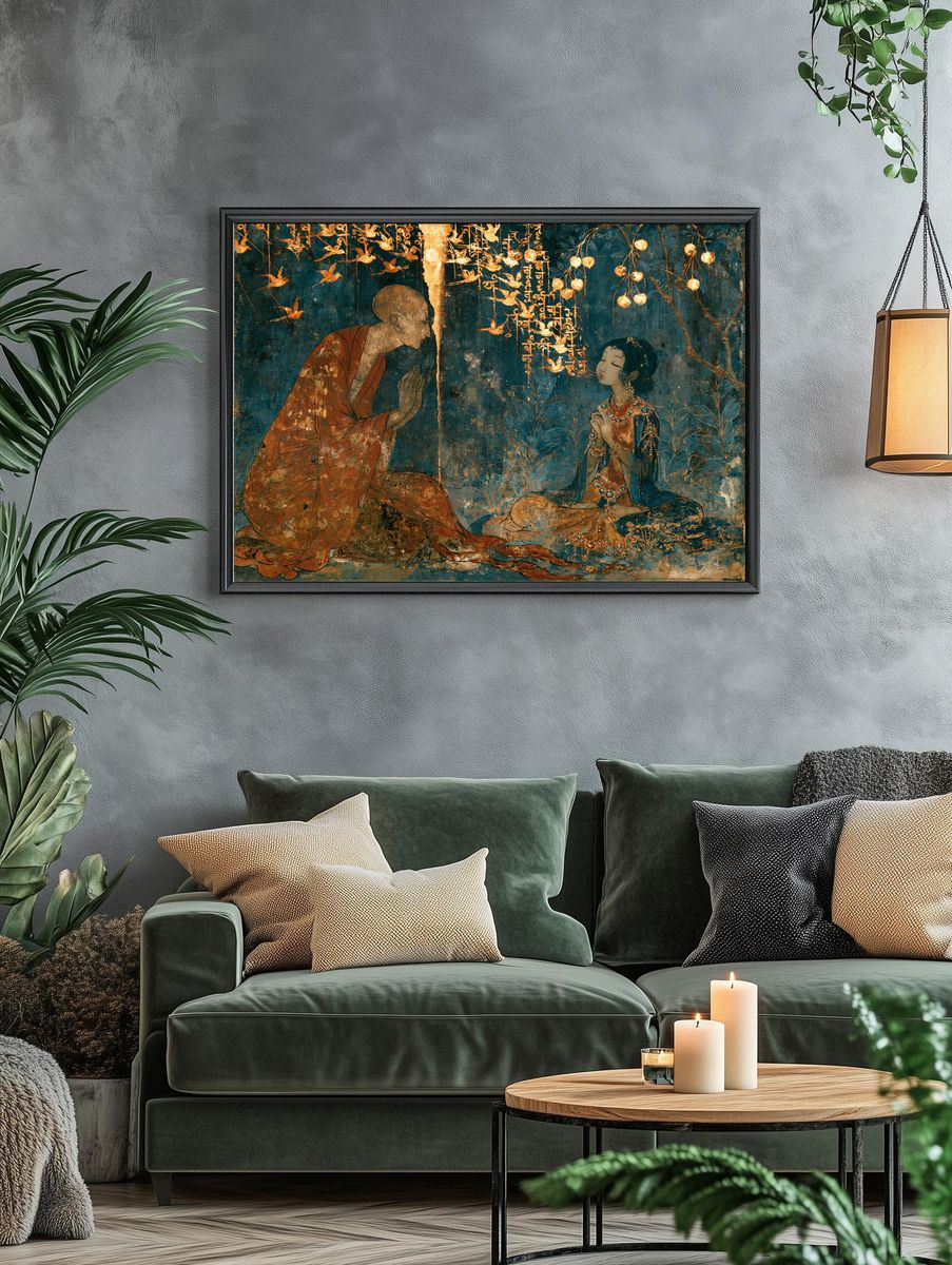 Meditative Figures in Gold — Fine-Art Print. — room view 4