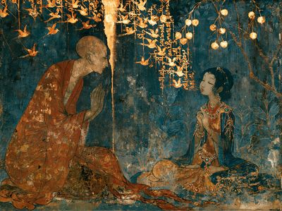 Meditative Figures in Gold — Fine-Art Print.
