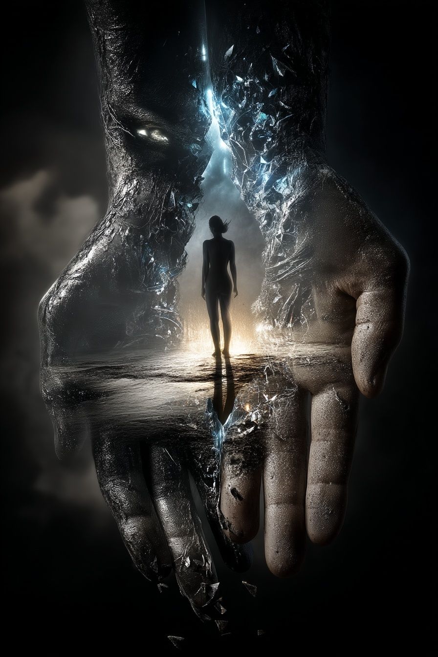 Surreal Hands and Silhouette Poster. poster — fine-art art