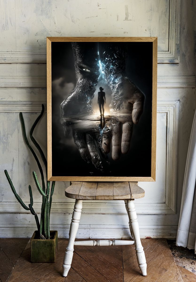 Surreal Hands and Silhouette Poster. room preview
