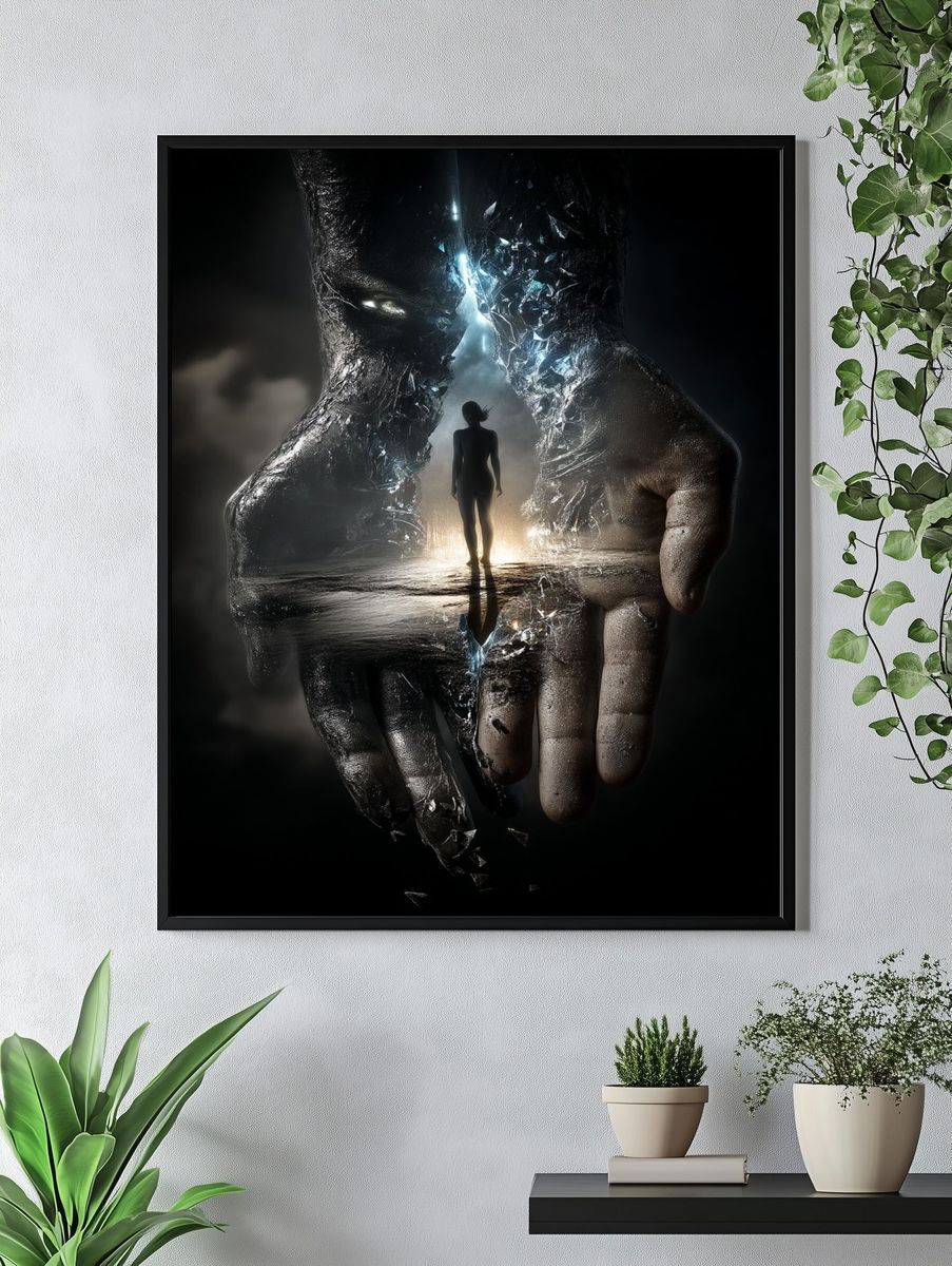 Surreal Hands and Silhouette Poster. — room view 4