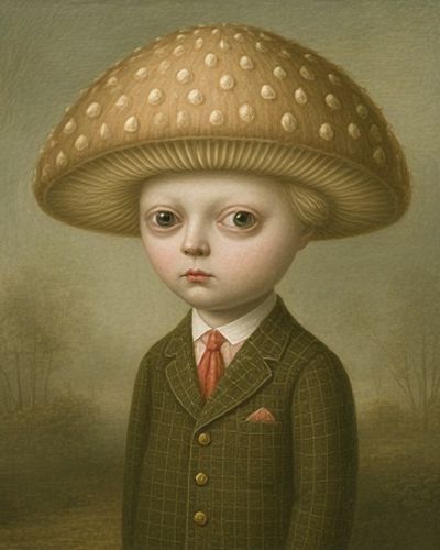 Mushroom Boy Portrait Print. poster
