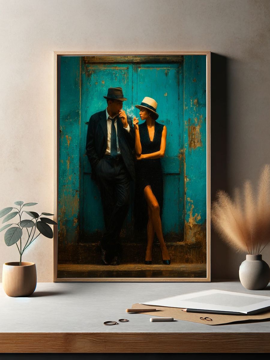 Smoky Street Couple Fine-Art Print. — room view 2