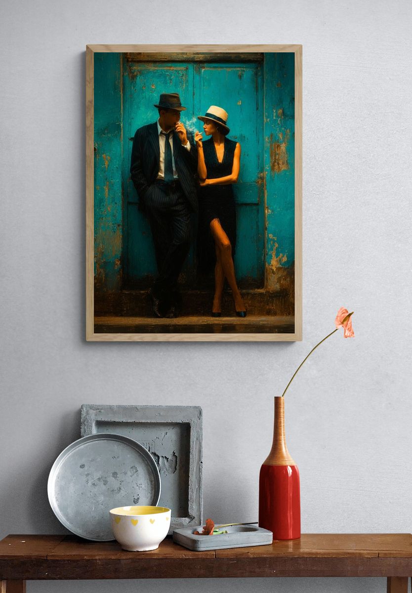 Smoky Street Couple Fine-Art Print. — room view 3