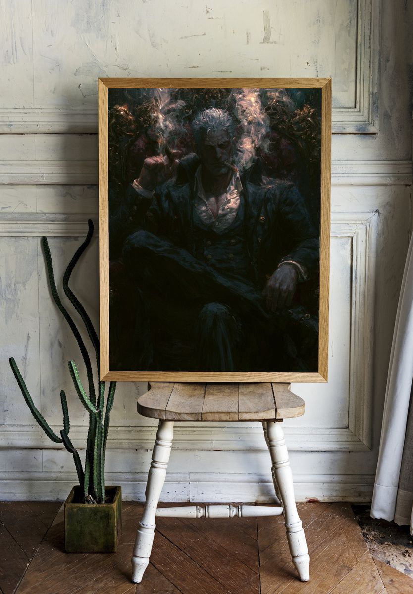 Cigar-Smoking Noir Portrait Poster. room preview