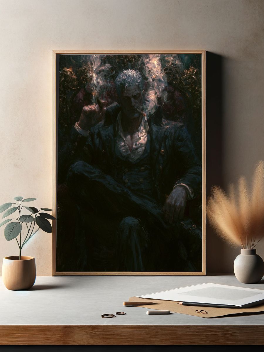 Cigar-Smoking Noir Portrait Poster. — room view 2