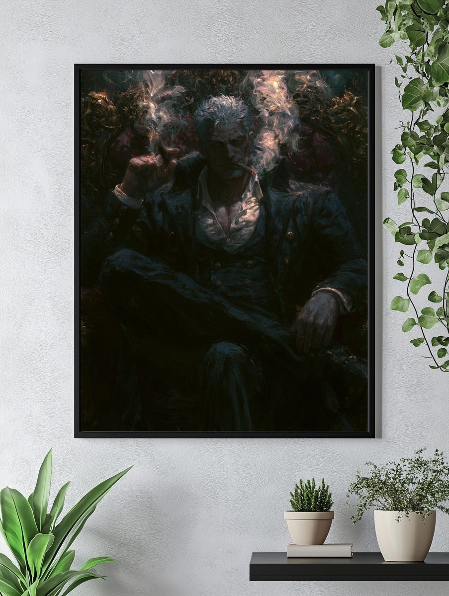 Cigar-Smoking Noir Portrait Poster. — room view 4