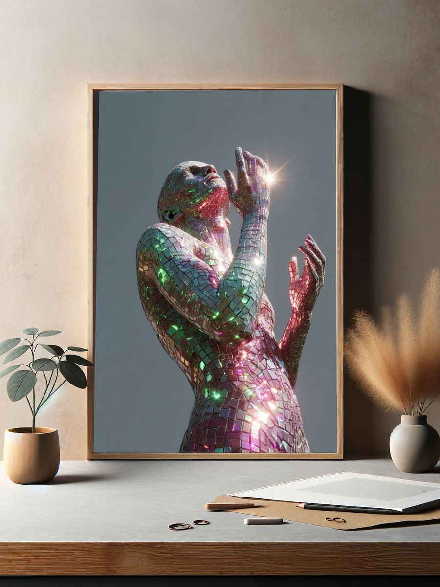 Mirrored Mosaic Figure Poster. — room view 2