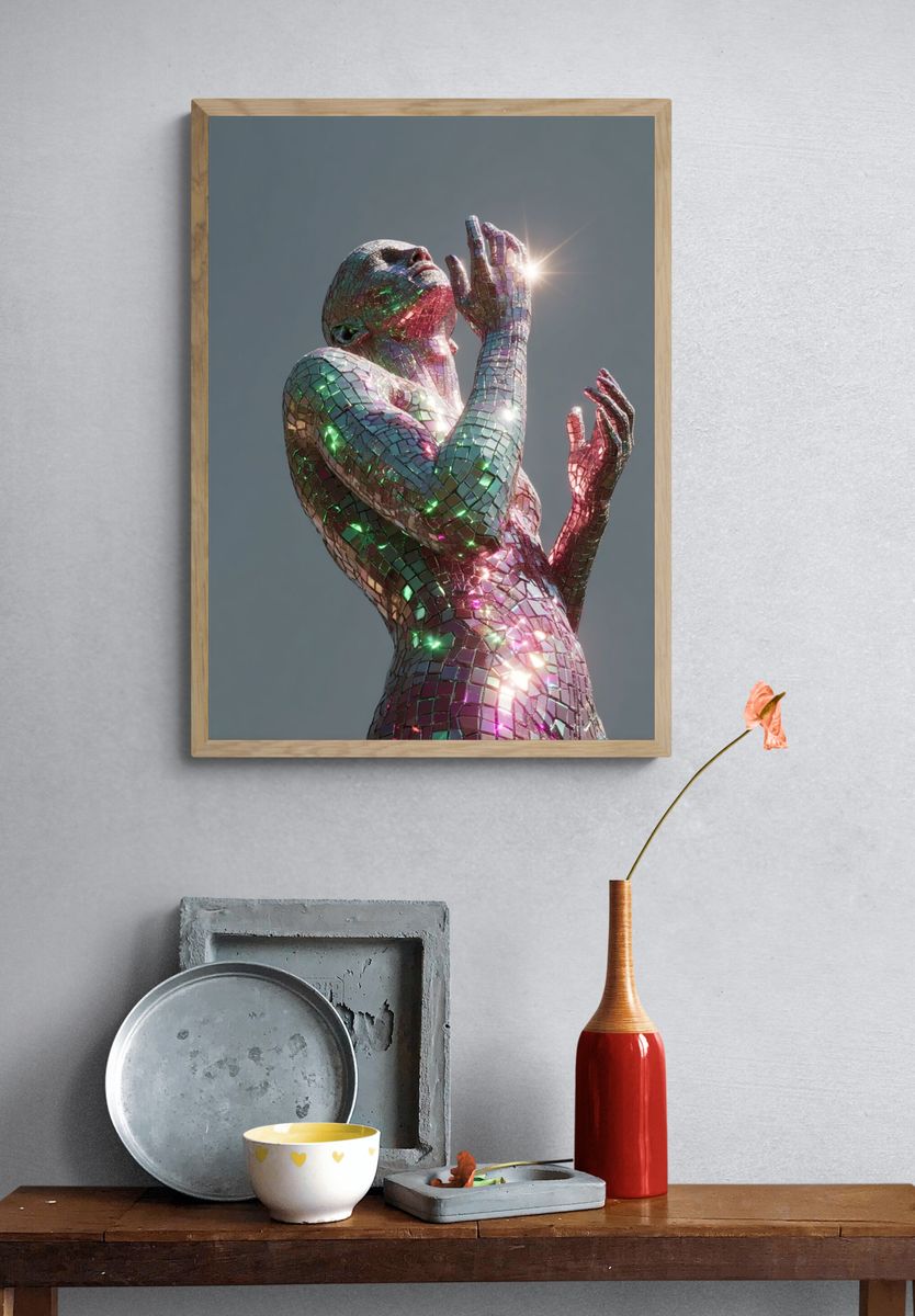 Mirrored Mosaic Figure Poster. — room view 3