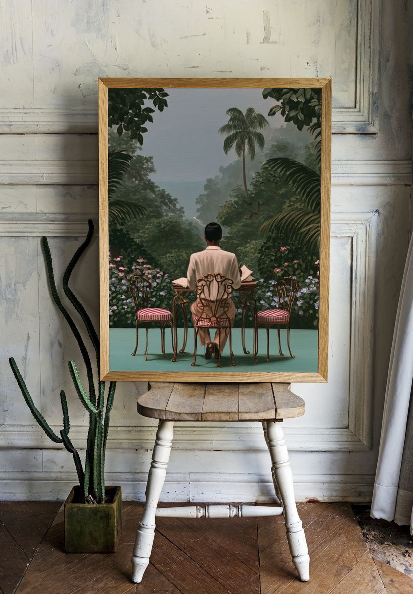 Tropical Garden Reading — Fine-Art Print. room preview