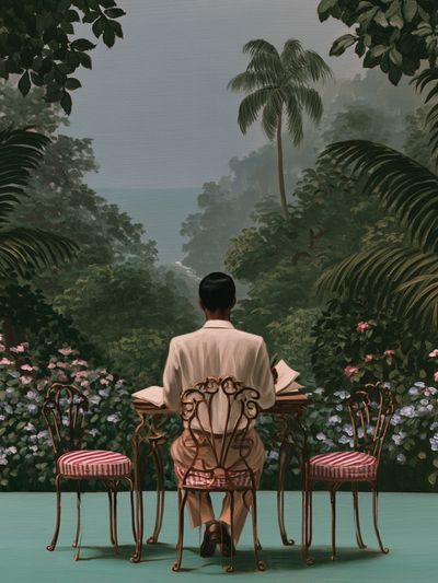 Tropical Garden Reading — Fine-Art Print. poster