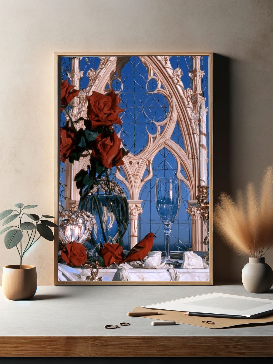 Gothic Roses Still Life Poster. — room view 2
