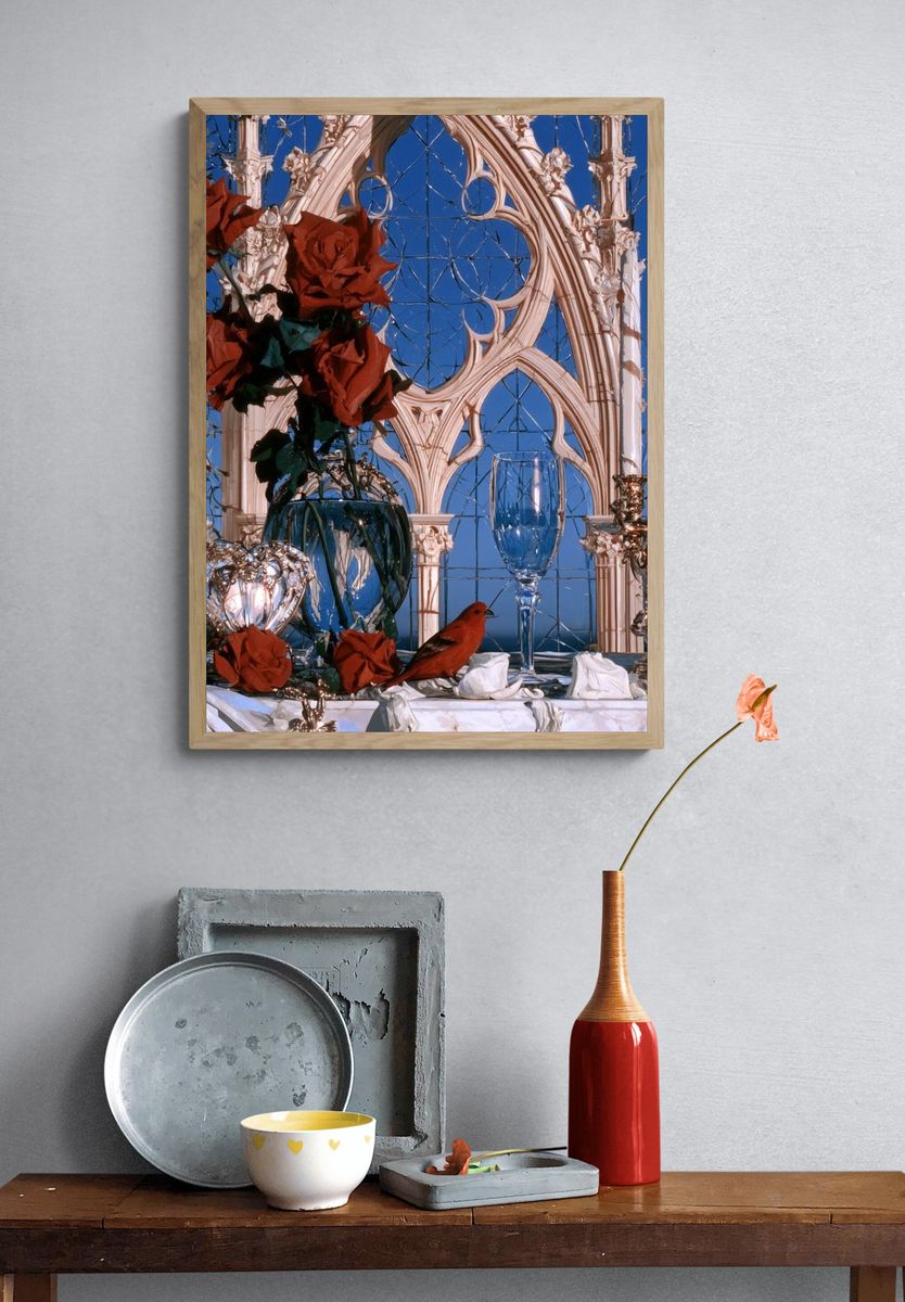 Gothic Roses Still Life Poster. — room view 3