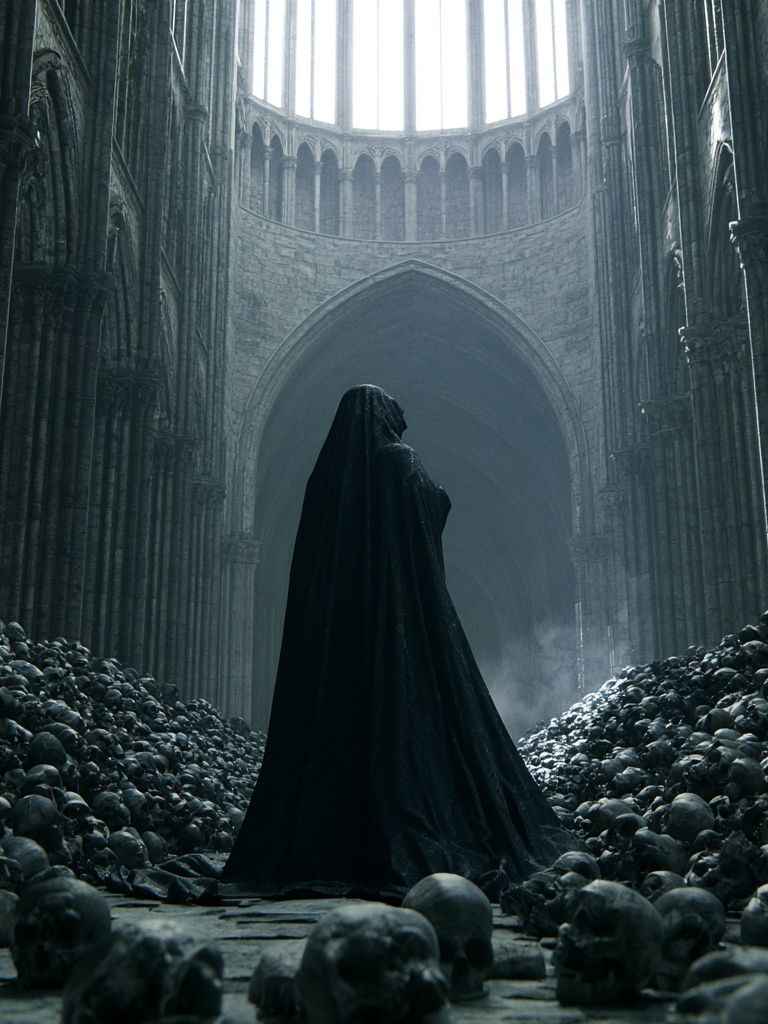 Gothic Cathedral of Skulls — Dark Print. poster — fine-art art
