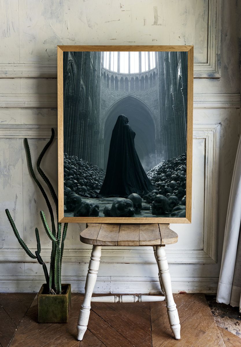 Gothic Cathedral of Skulls — Dark Print. room preview
