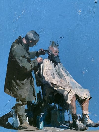 Barber Scene Contemporary Poster.