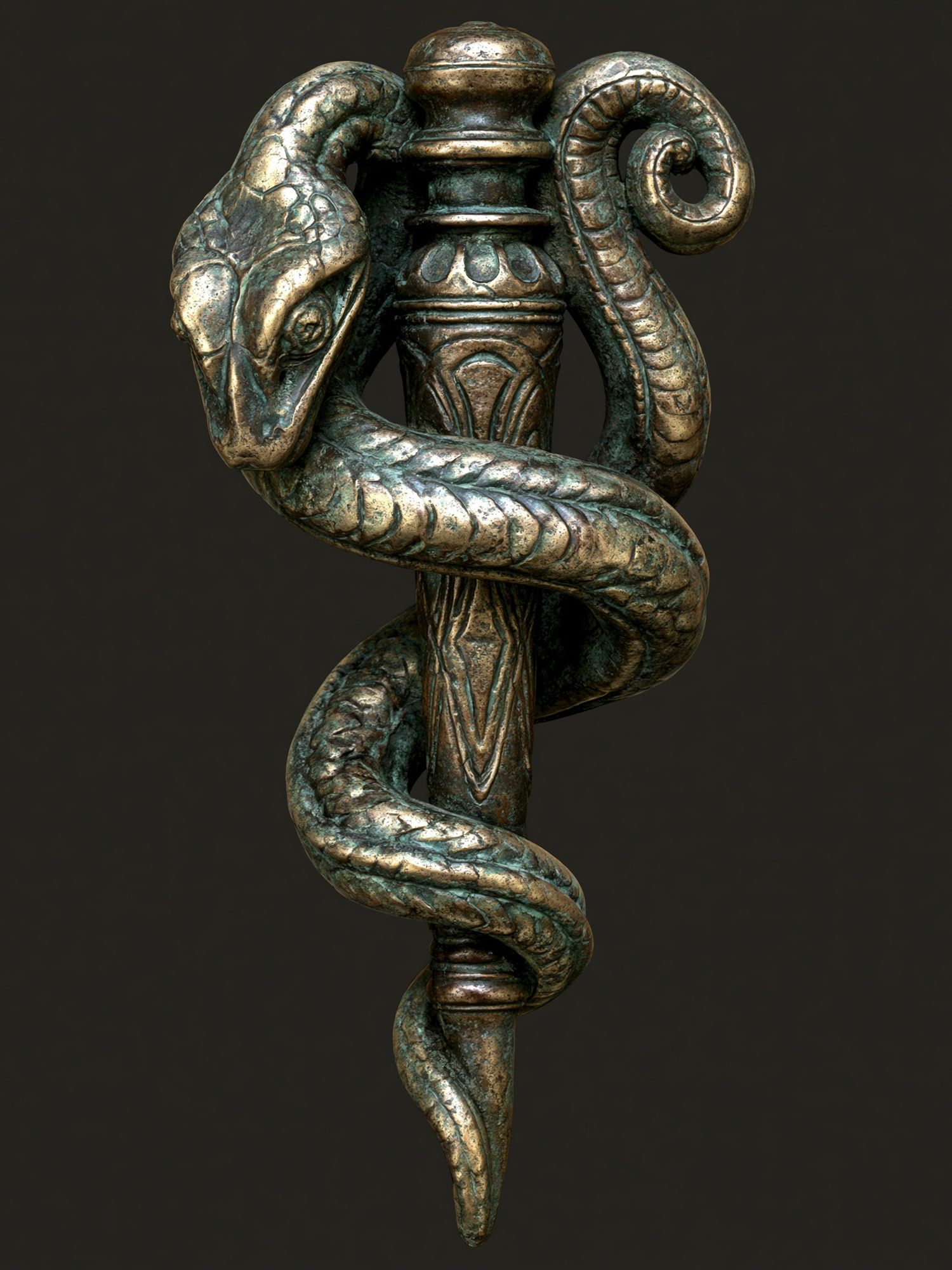 Serpent Staff Sculpture Poster. poster — fine-art art