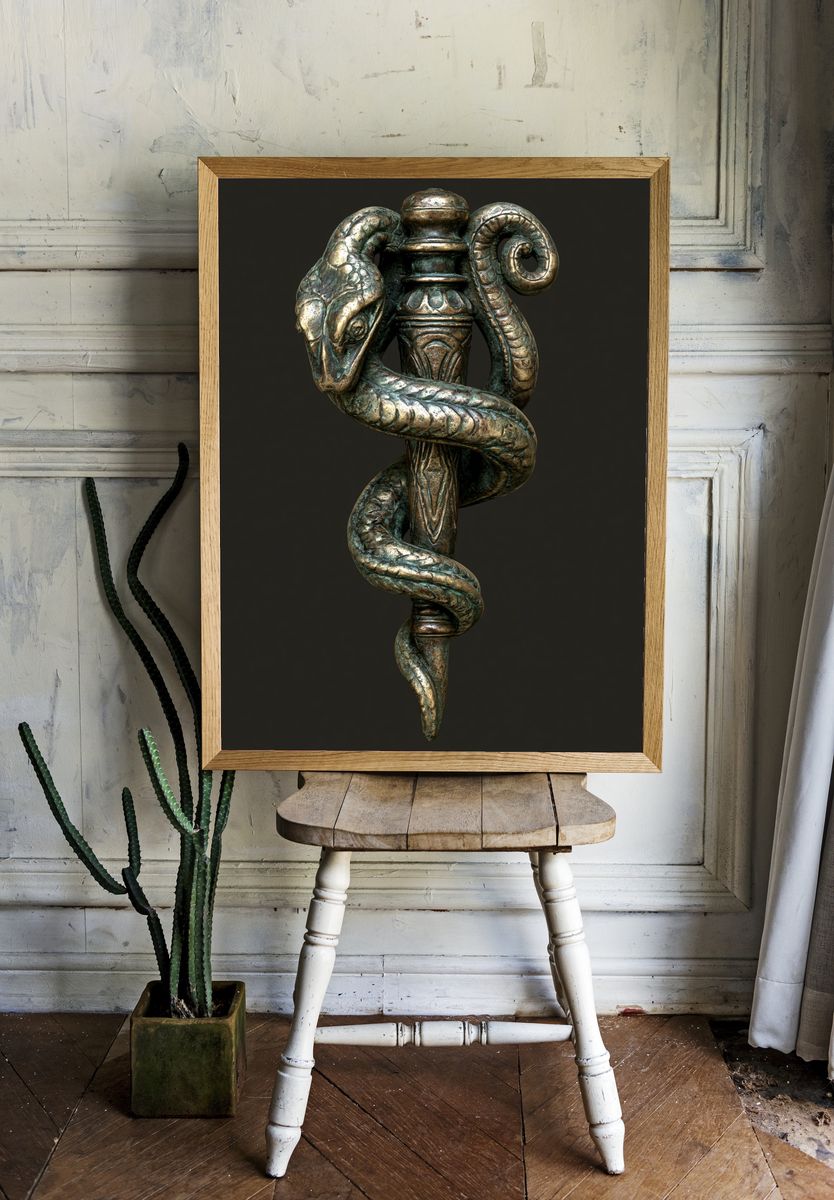 Serpent Staff Sculpture Poster. room preview