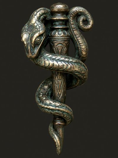 Serpent Staff Sculpture Poster.