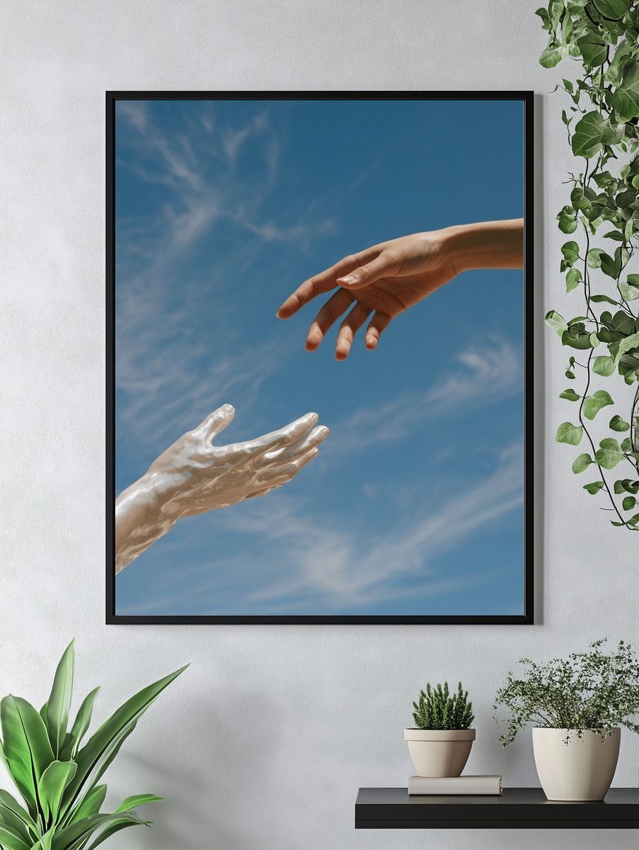 Reaching Hands Surrealism Print. — room view 4