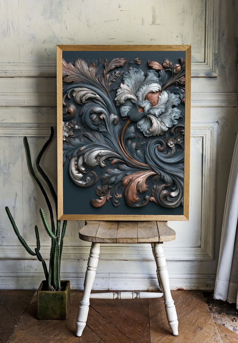 Baroque Floral Relief Poster. room preview