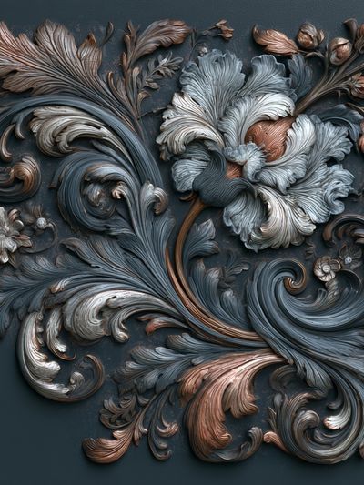 Baroque Floral Relief Poster.