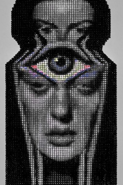 Egyptian Pharaoh Beaded Portrait Print.