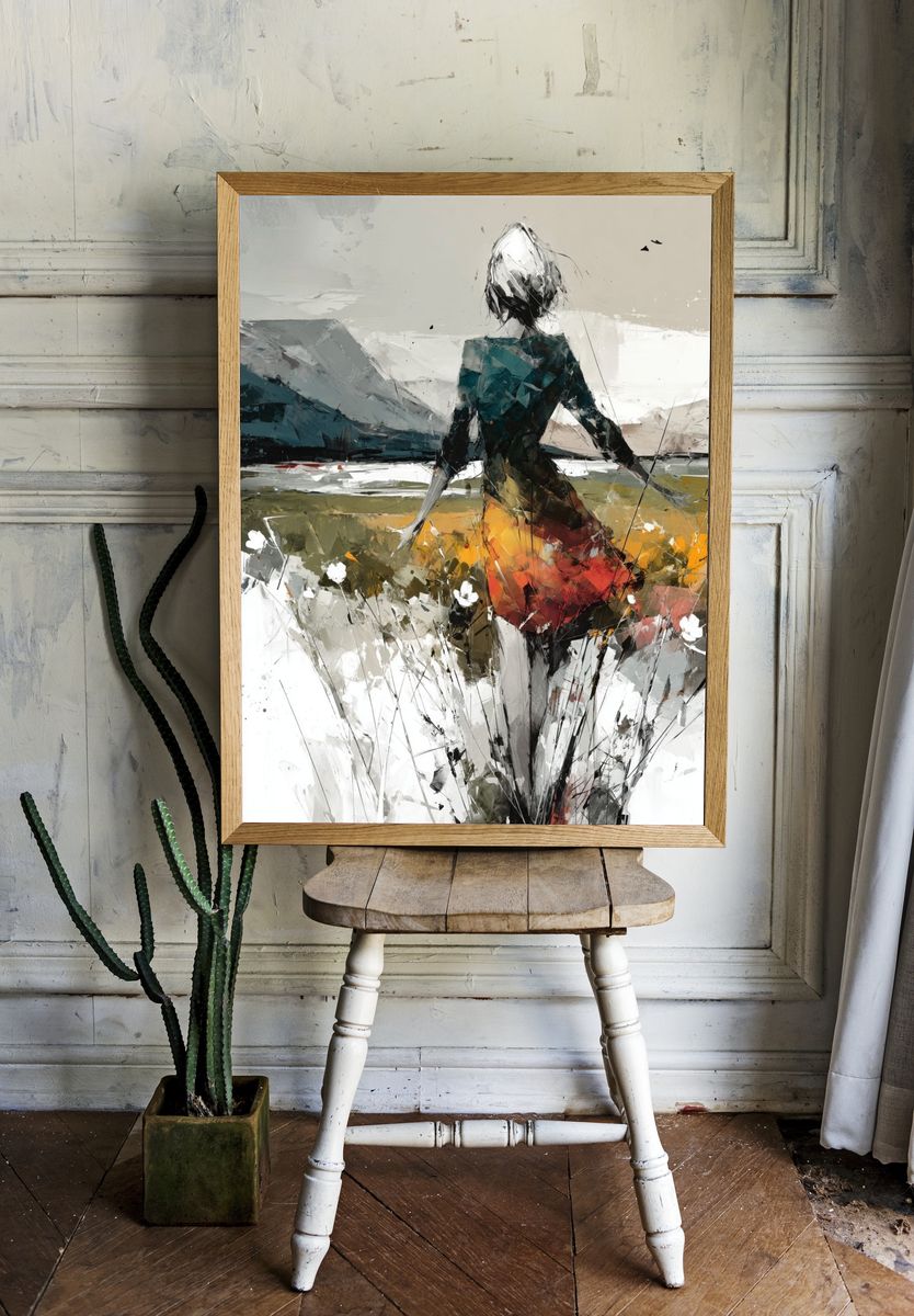 Abstract Woman in Landscape Print. room preview