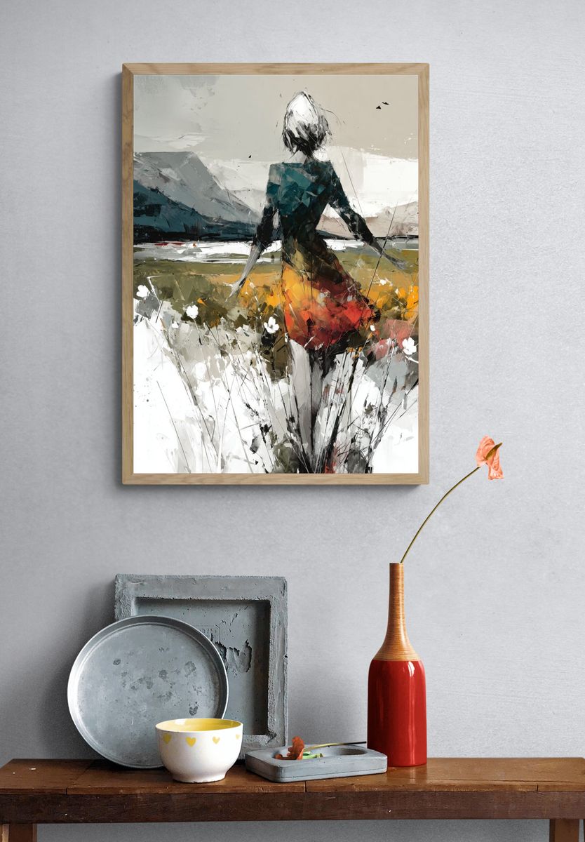 Abstract Woman in Landscape Print. — room view 3