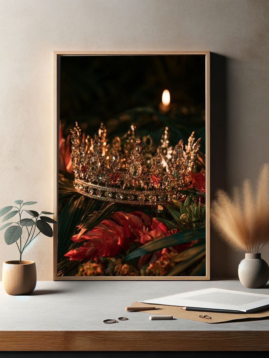 Jeweled Crown Still Life Poster. — room view 2