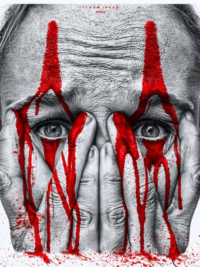 Red Paint Face Horror Print. poster