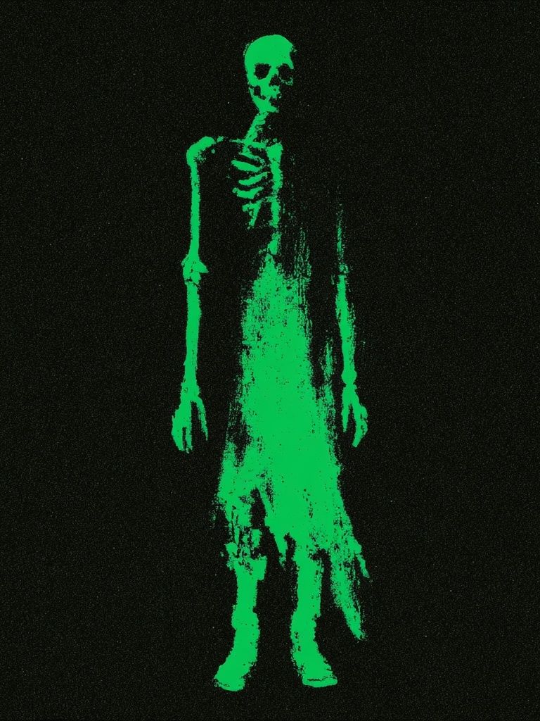 Neon Skeleton Figure Horror Print. poster detail