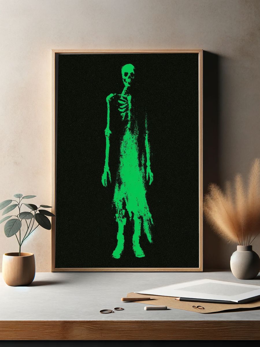 Neon Skeleton Figure Horror Print. — room view 2