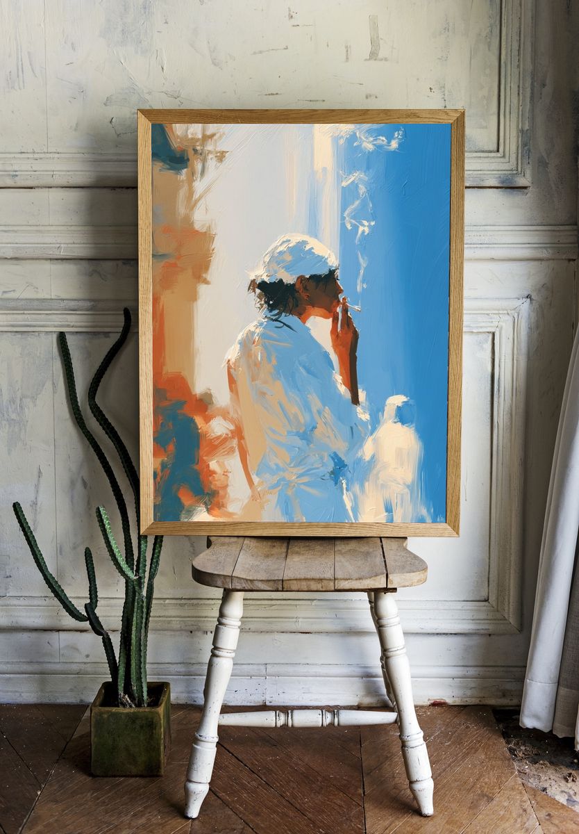 Smoky Figure in Blue — Fine-Art Print. — room view 1