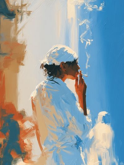 Smoky Figure in Blue — Fine-Art Print.