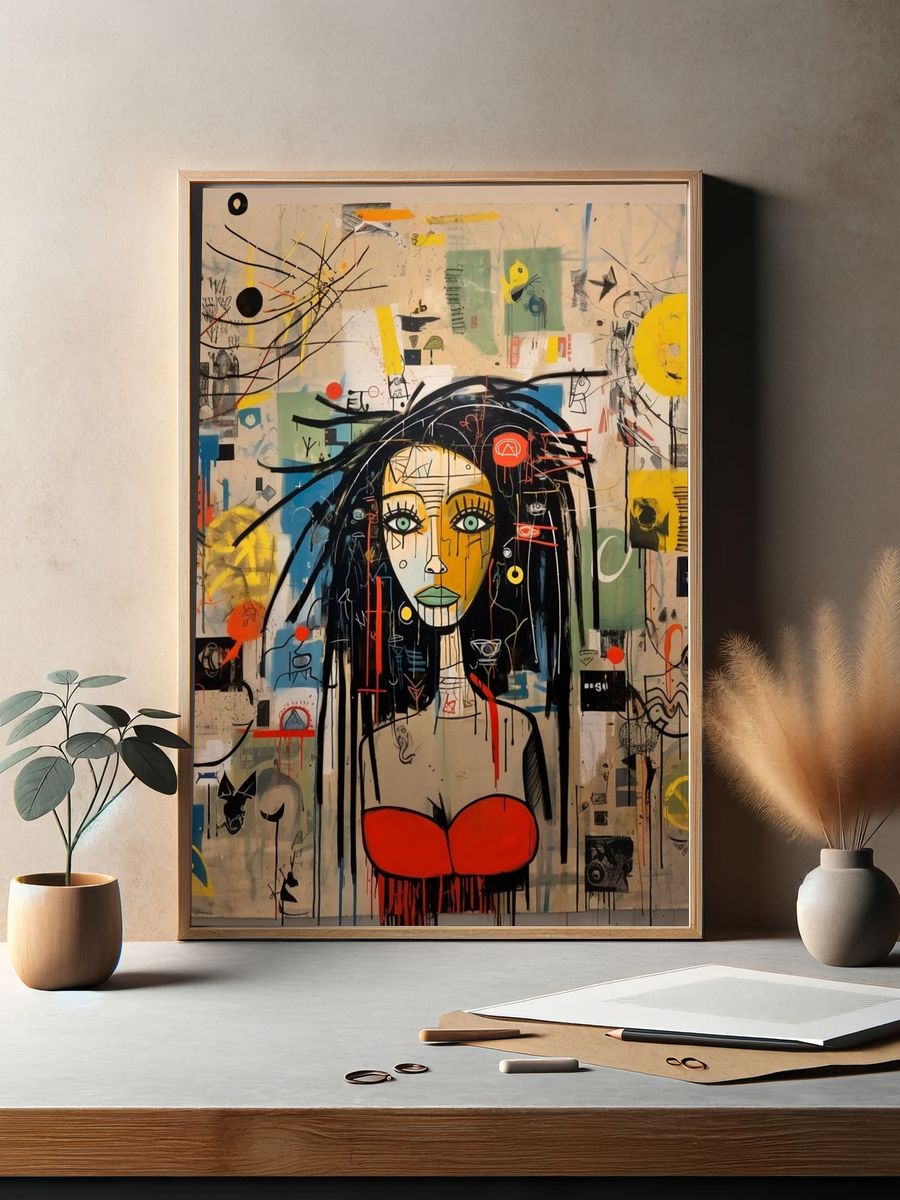 Graffiti Woman Portrait Poster. — room view 2