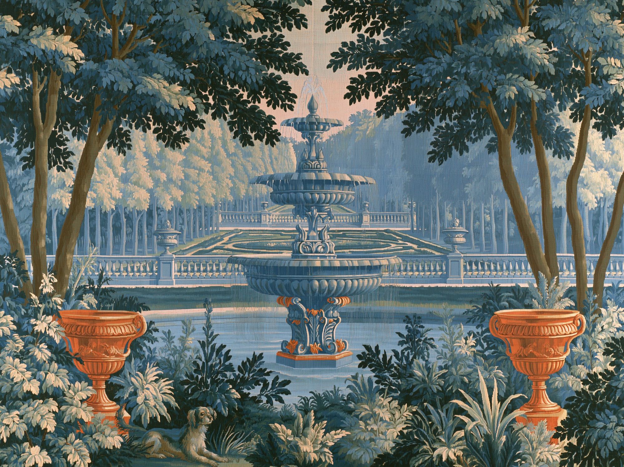 Formal Garden Fountain Print. poster — fine-art art