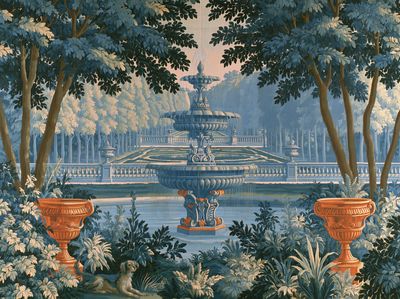 Formal Garden Fountain Print.