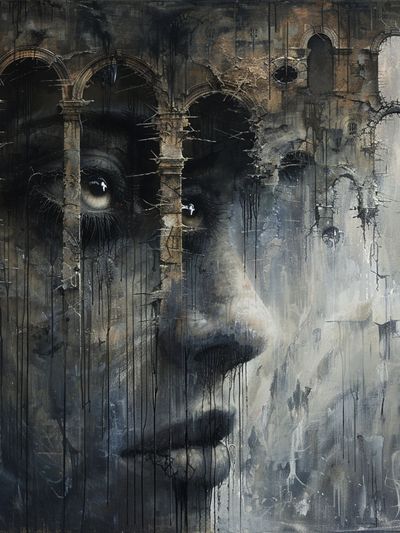 Surreal Face in Ruins Print.