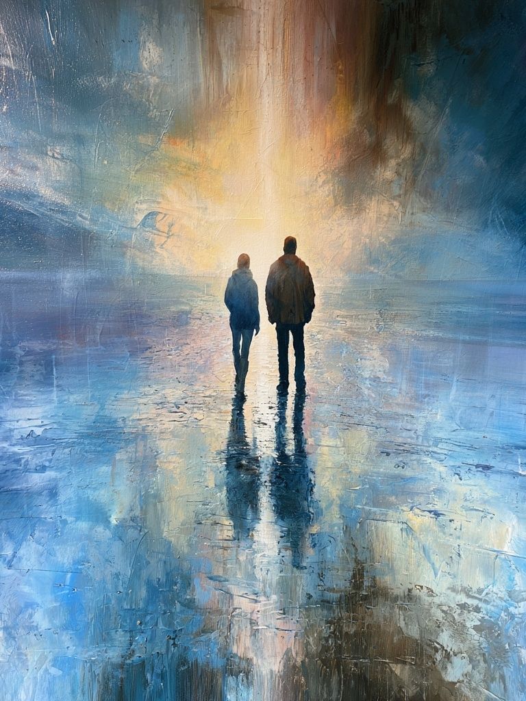 Solitary Walk in Light Print. poster detail