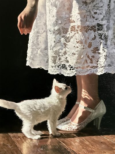 White Cat and Lace Dress Print.